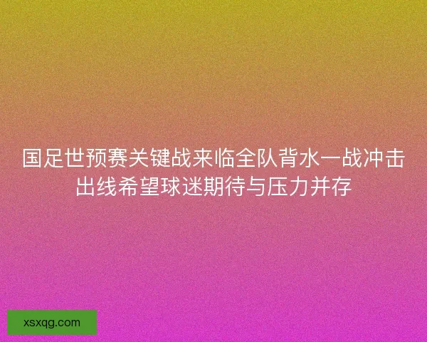 国足世预赛关键战来临全队背水一战冲击出线希望球迷期待与压力并存